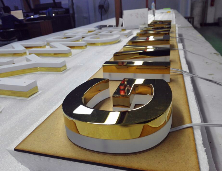 Wall Mounted 3D LED Backlit Signs , Stainless Steel Custom Laser Cut Letters