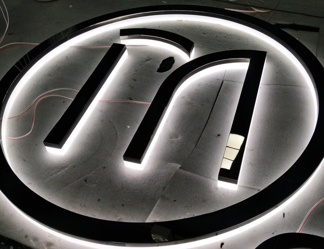 7000K Backlit Halo Lit Stainless Steel Channel Letter Signs Acrylic LED Electroplated Edge Lit
