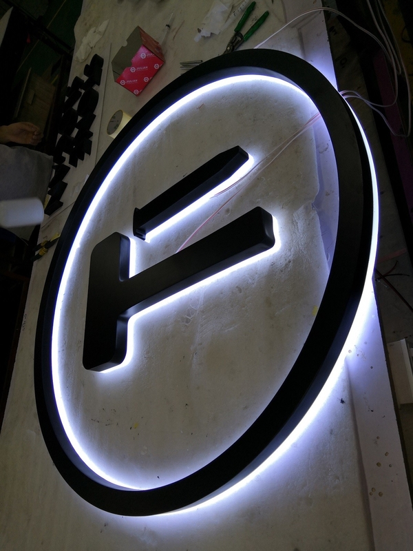 7000K Backlit Halo Lit Stainless Steel Channel Letter Signs Acrylic LED Electroplated Edge Lit